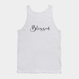 Blessed - Word Art in Black Color typography script Tank Top